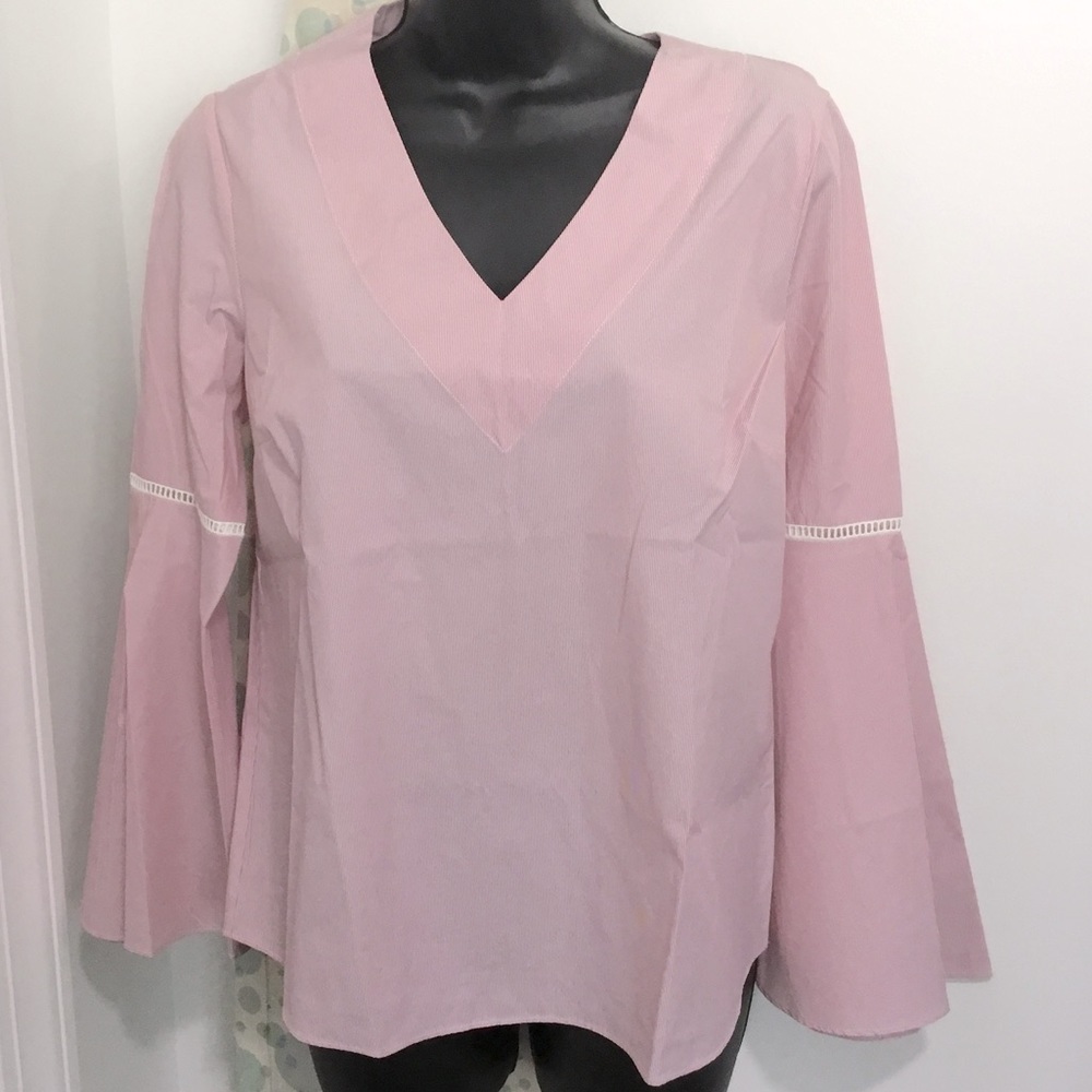 NEW Philosophy Bell Sleeve Striped Blouse Shirt Top Sz S